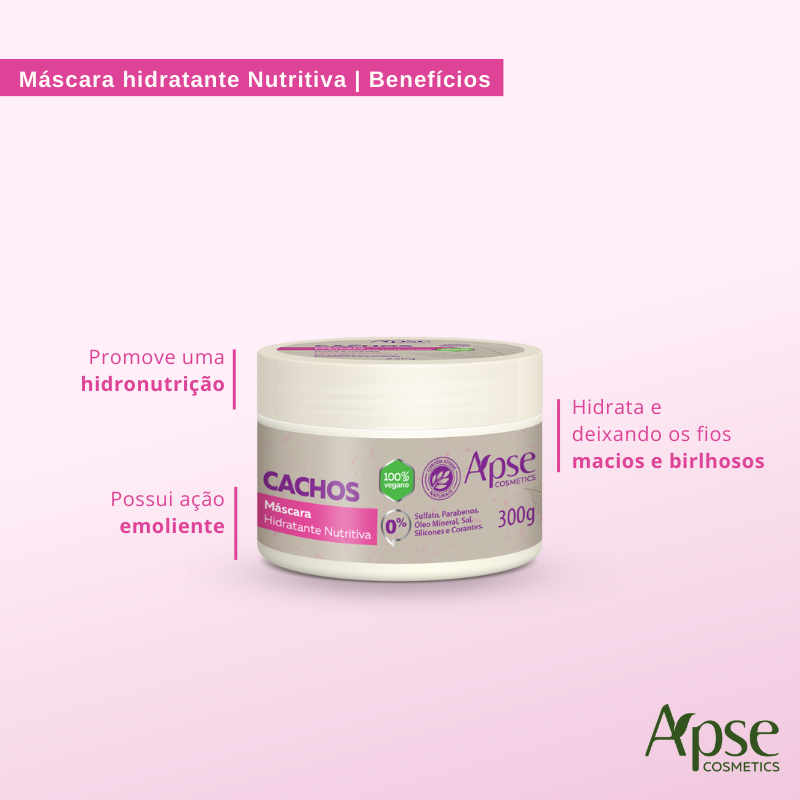 Máscara Cachos Hidratante Nutritiva 300g - Tratamento Condicionante - BuyBrazil