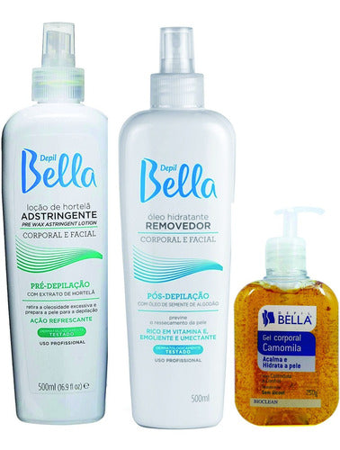 Depil Bella Pre Post-Waxing Kit 3 Professional Products - BuyBrazil