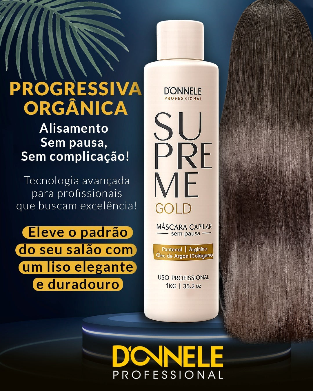 Donnele Supreme Gold Hair Straightening Mask (No-Pause) 1kg / 35.2 oz. - BuyBrazil