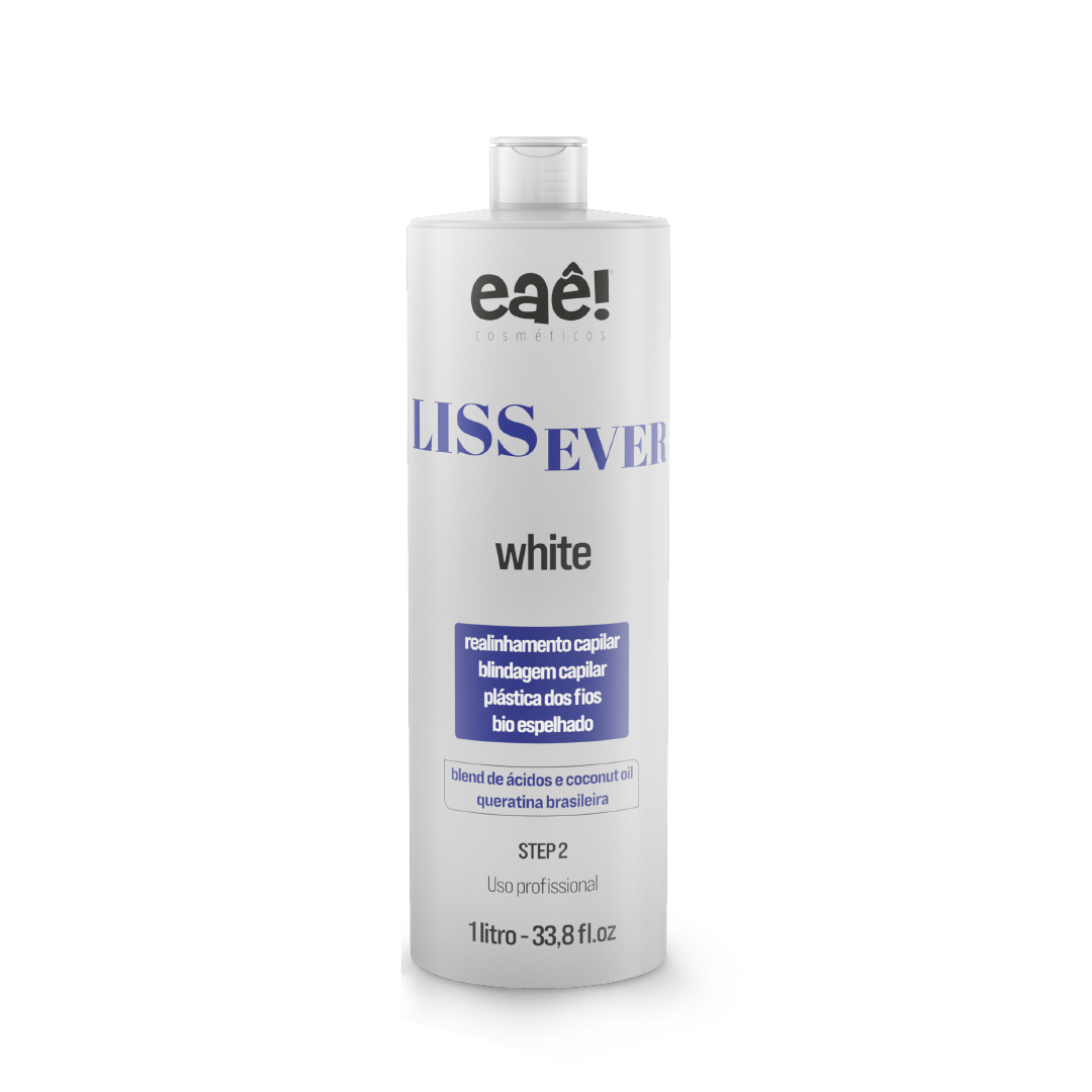 Eaê! Liss Ever White formaldehyde-free organic smoothing treatment 1000ml bottle for hair care by EAE COSMETICOS