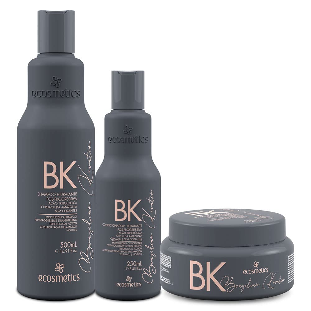 Ecosmetics Brazilian Keratin BK Shampoo 500ml/16.9fl.oz. + Conditioner and Moisturizing Mask 2x250ml/8.45 fl.oz. - BuyBrazil