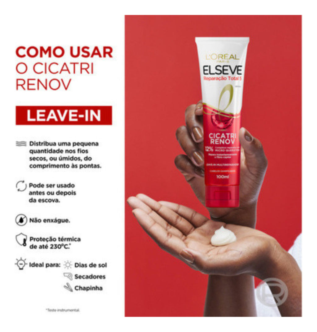 Elseve Total Repair Leave-in 5 Cicatri Renov 100ml/ 3.38 fl.oz. - BuyBrazil