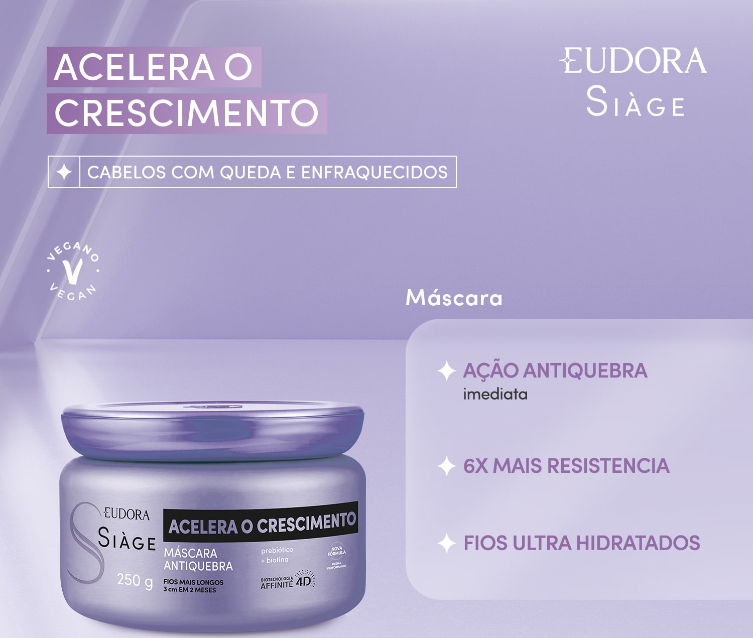 Eudora Siàge Combo Accelerates Growth: Shampoo 250ml + Conditioner 200ml + Hair Mask 250g - BuyBrazil