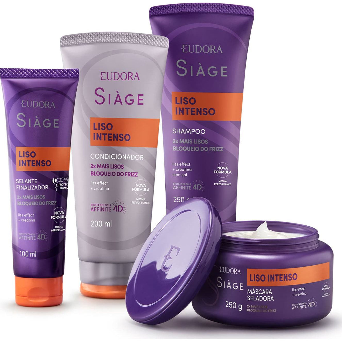Eudora Siàge Liso Intenso Combo: Shampoo 250ml + Conditioner 200ml + Hair Leave-in 100ml + Mask 250g - BuyBrazil
