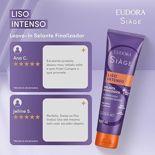 Eudora Siage Liso Intenso Leave-In Hair Sealant Finishing 100ml - BuyBrazil