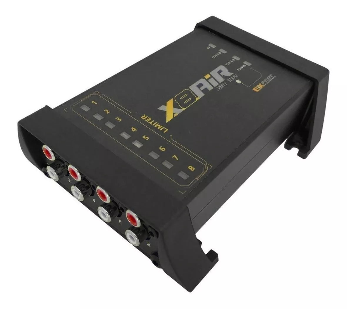 Expert Electronics X8 AiR digital audio processor equalizer and crossover device showing dials and display interface.