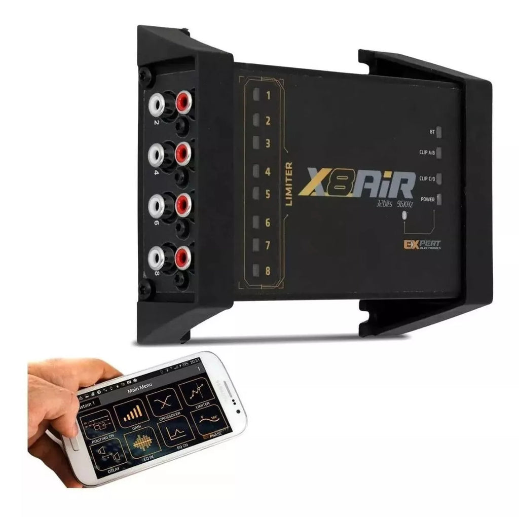 Expert Electronics X8 AiR digital audio processor with equalizer and crossover functions, featuring a sleek professional design.