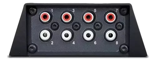 Expert Electronics X8 AiR digital audio processor showing front panel with equalizer and crossover controls in a professional setup.