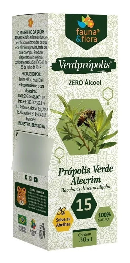 Fauna And Flora Green Propolis 15% Without Alcohol 30ml/1.01 fl.oz. - BuyBrazil