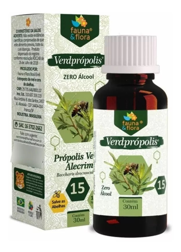 Fauna And Flora Green Propolis 15% Without Alcohol 30ml/1.01 fl.oz. - BuyBrazil