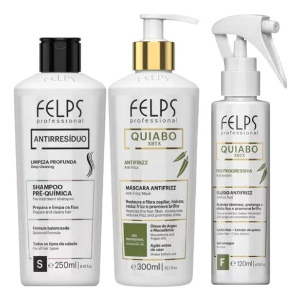 Felps Okra Progressive Brush | Anti-Residue Shampoo | Okra Post-Brush Fluid - BuyBrazil