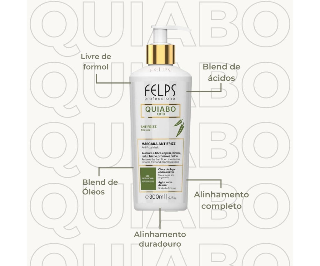 Felps Okra XBTX Anti Frizz Mask Hair Alignment 300ml/10.14 fl.oz. - BuyBrazil