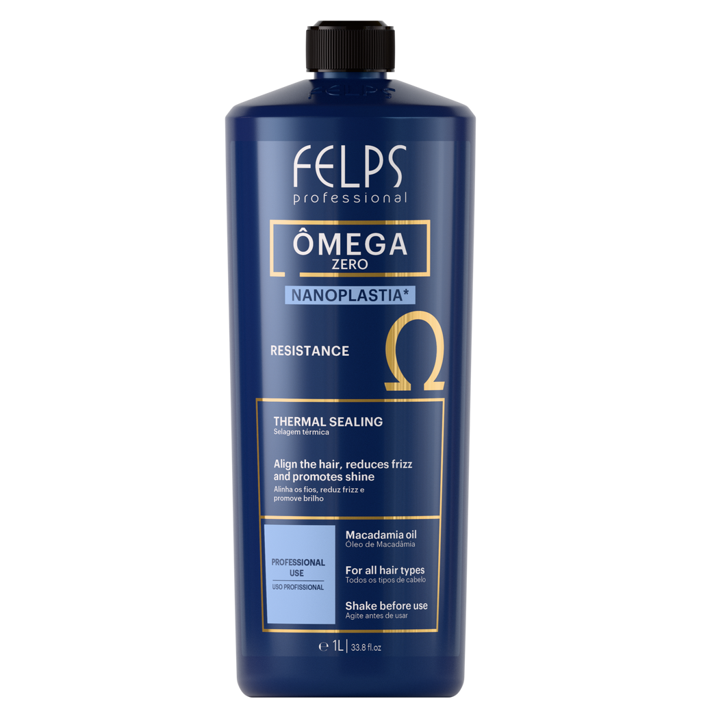 FELPS Omega Zero Nanoplastia Resistance progressive brush Brazilian keratin hair treatment 1000ml bottle with applicator