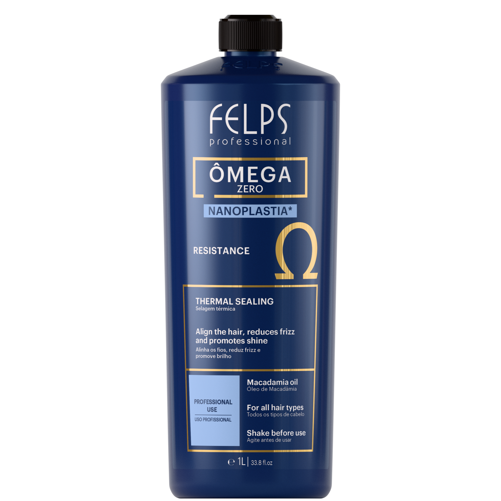 FELPS Omega Zero Nanoplastia Resistance progressive brush Brazilian keratin hair treatment 1000ml bottle with applicator