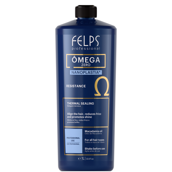 FELPS Omega Zero Nanoplastia Resistance progressive brush Brazilian keratin hair treatment 1000ml bottle with applicator