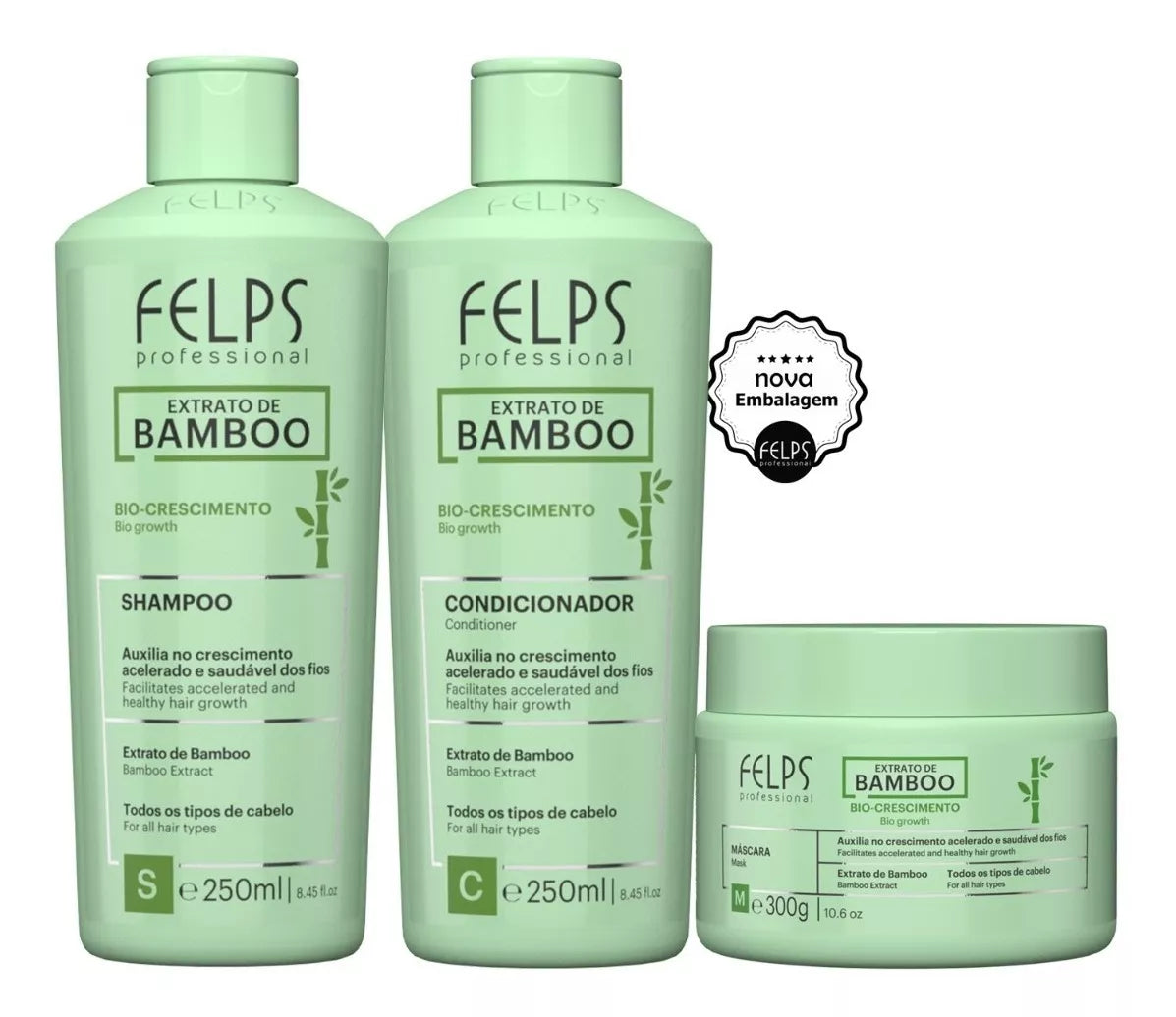 Felps Professional Bamboo Extract Kit 2x250ml/8.45 fl.oz  and Mask 250gr - BuyBrazil