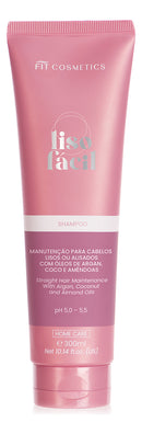 Easy Smooth Anti-Frizz Hair Shampoo by FIT COSMETICS in 300ml bottle, showing the shampoo bottle with sleek design and label.