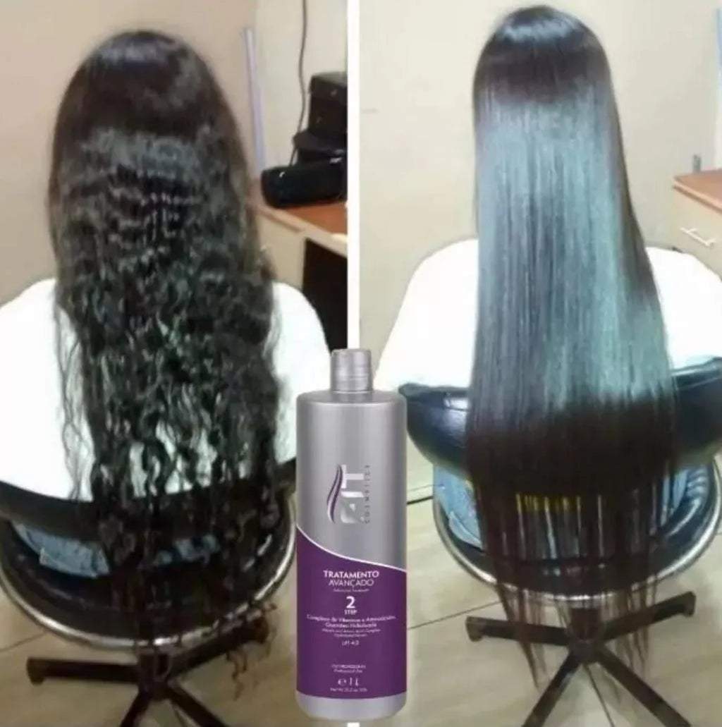 Fit Cosmetics Advanced Treatment Straightening Power hair care bottles, displaying sleek packaging and product details.