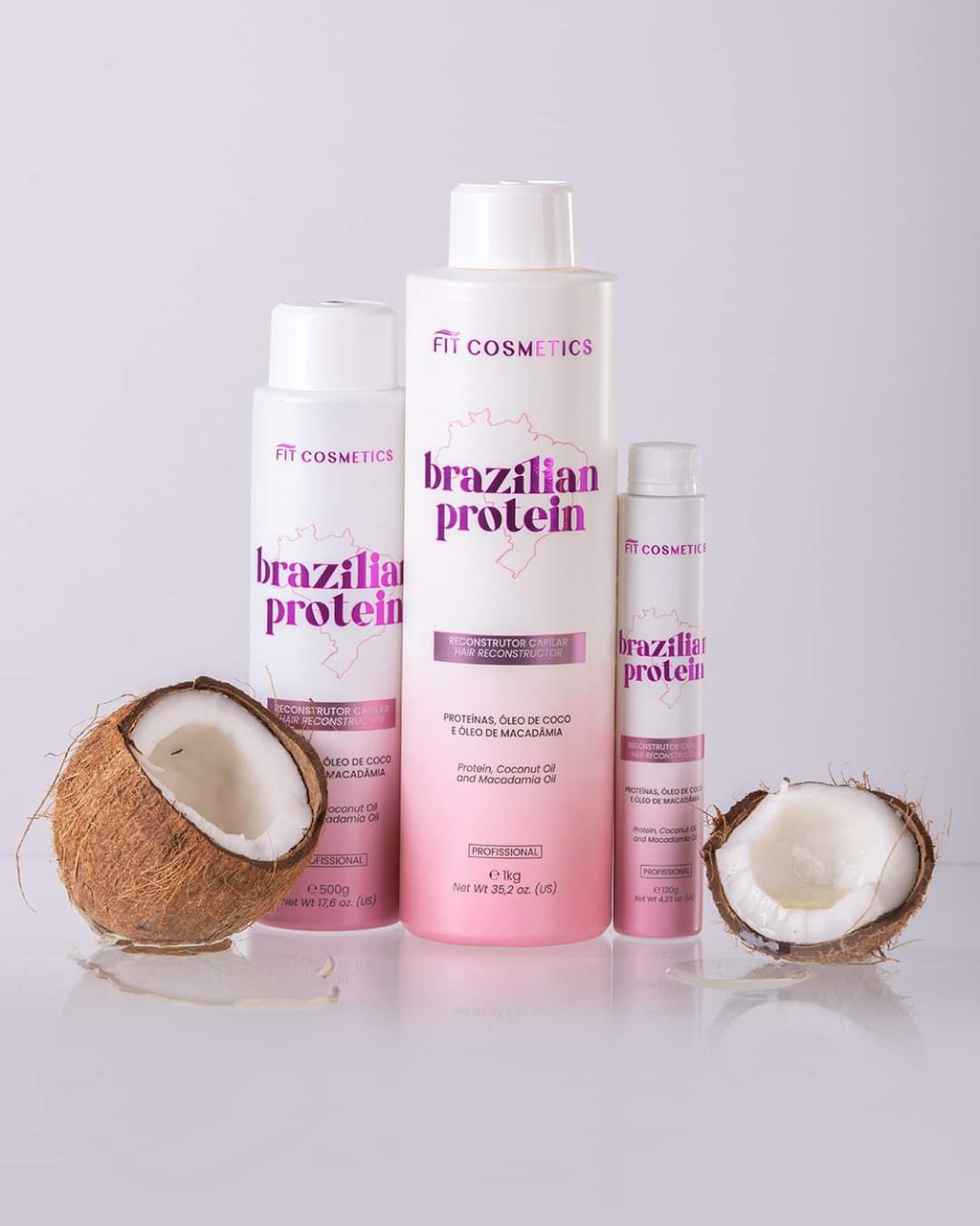Fit Cosmetics Brazilian Keratin Semi-Definitive Hair Care brush with 1000ml bottle, shown with the product in the image.