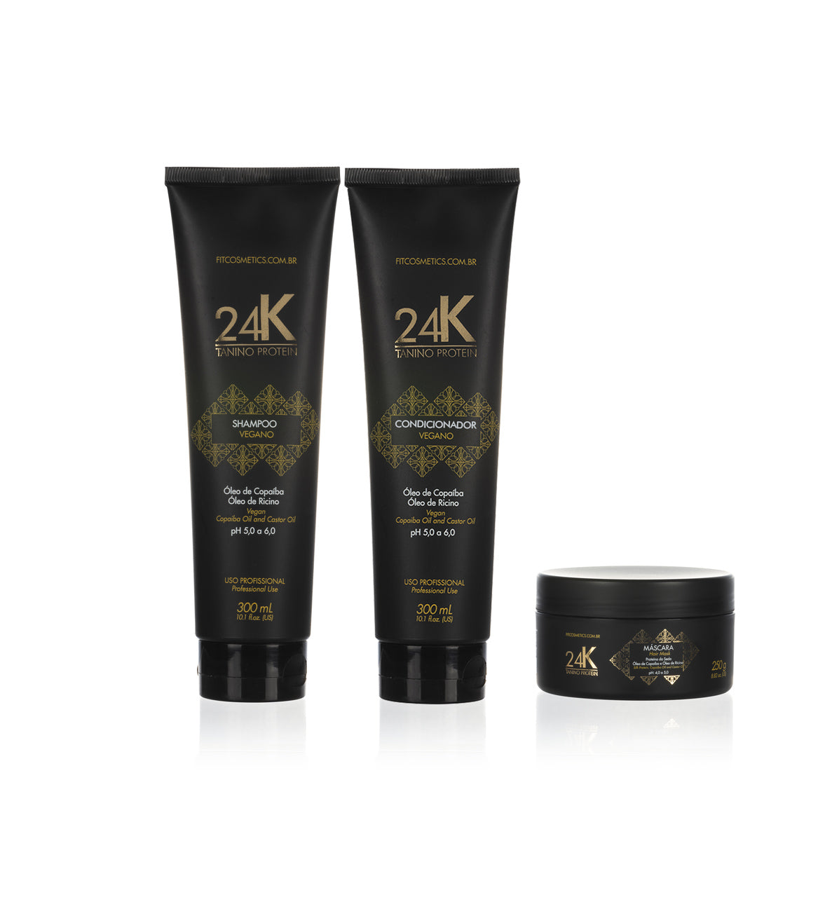 Fit Cosmetics Tanino Protein 24K Home Care | Shampoo, Conditioner and Mask 3 Steps - BuyBrazil