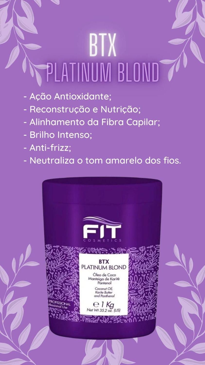 FIT COSMETICS Tanino Protein Platinum Blond Hair Botox 1Kg - 35.2 oz. - BuyBrazil