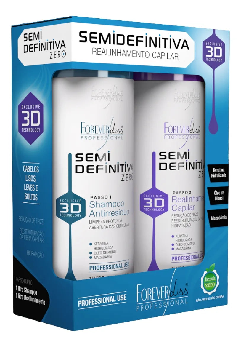 Forever Liss Kit Semi Definitiva Zero 3D 1000ml/ 35.2 fl.oz. - BuyBrazil