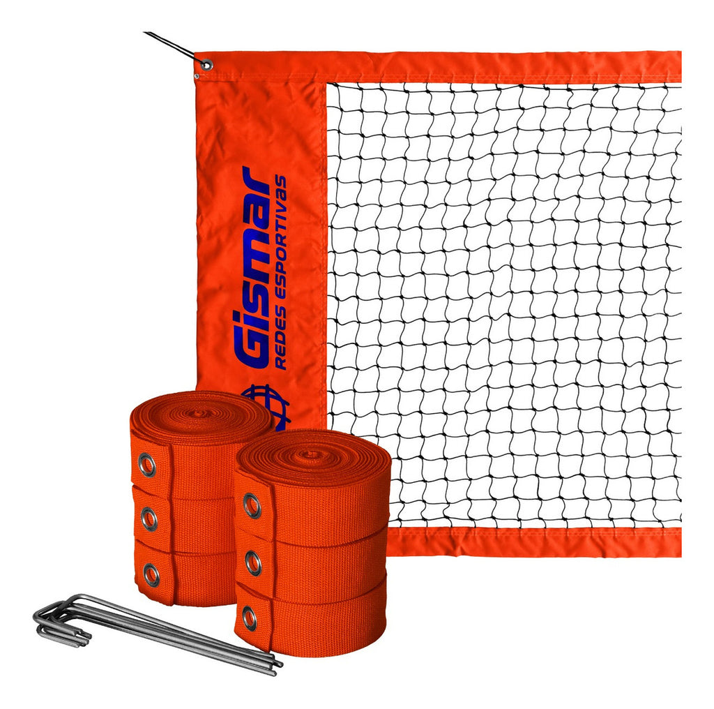 Kit Beach Tennis Orange - Pro 4-Strip Net + Marking Tape - BuyBrazil