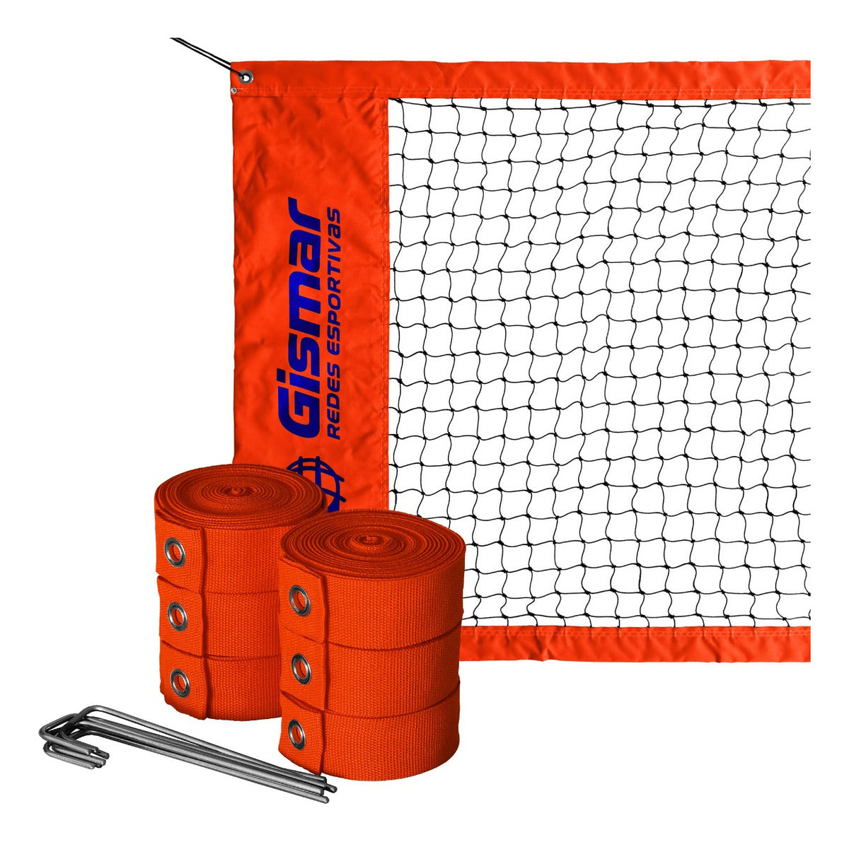 Kit Beach Tennis Orange - Pro 4-Strip Net + Marking Tape - BuyBrazil
