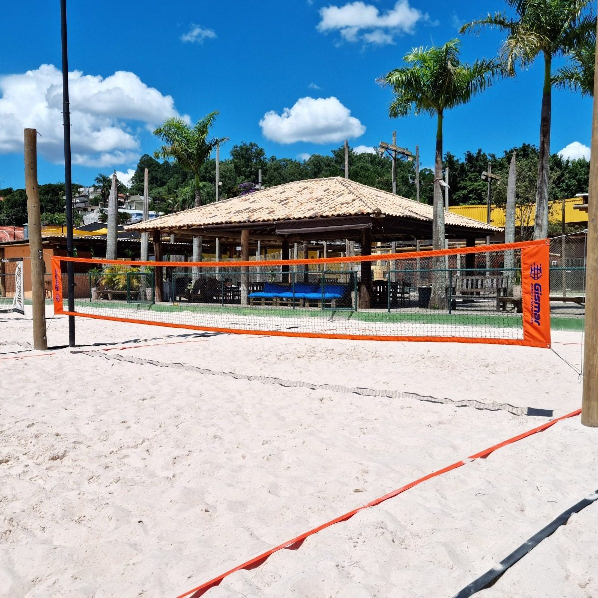 Kit Beach Tennis Orange - Pro 4-Strip Net + Marking Tape - BuyBrazil