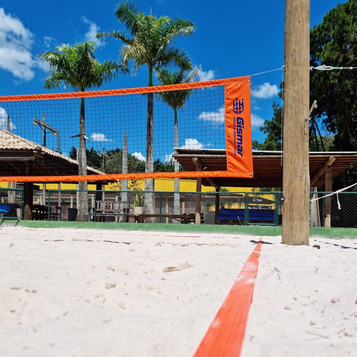 Kit Beach Tennis Orange - Pro 4-Strip Net + Marking Tape - BuyBrazil