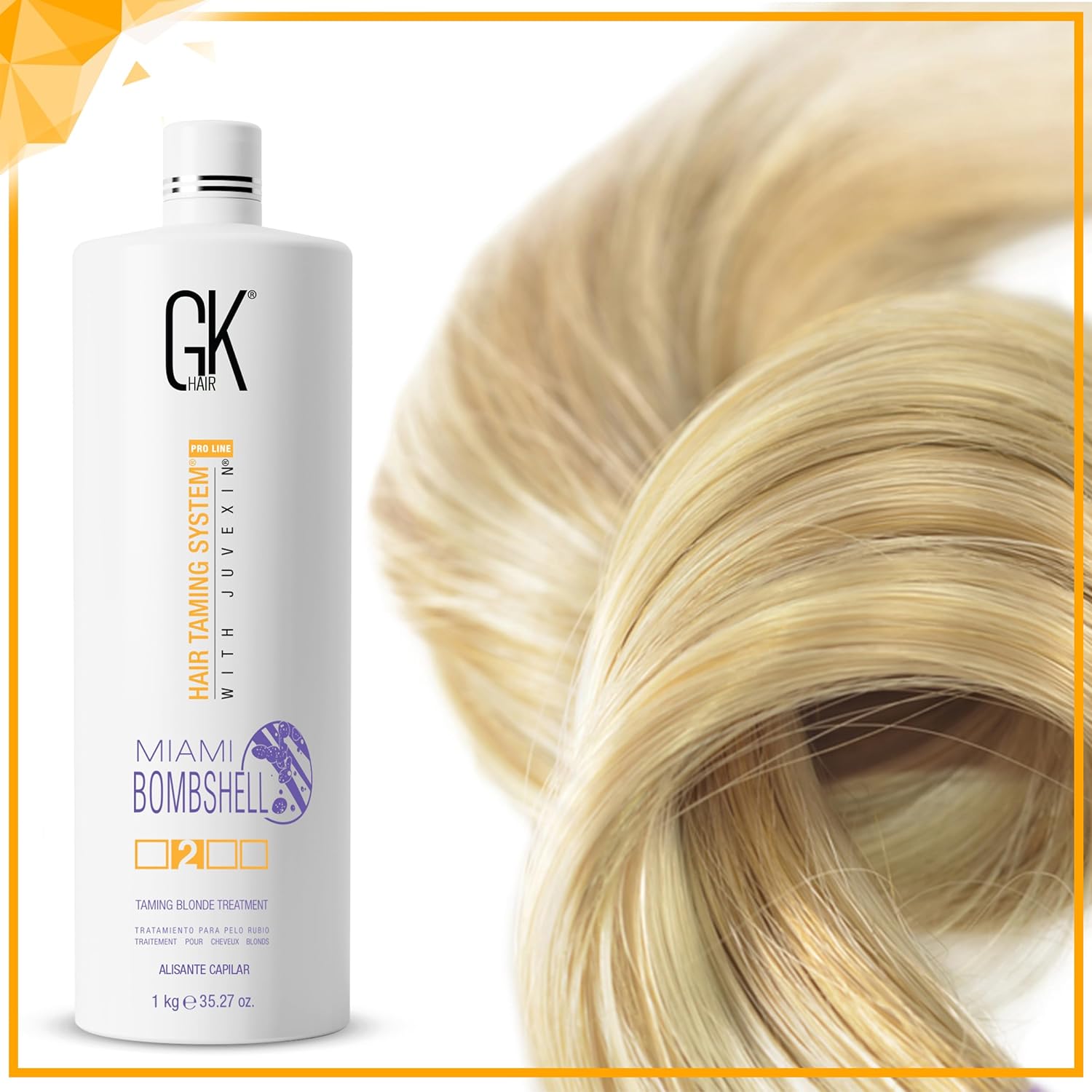 GK Hair Miami Bombshell Hair Taming Blond Treatment System With Juvexin 1000ml/33.8 fl.oz. - BuyBrazil