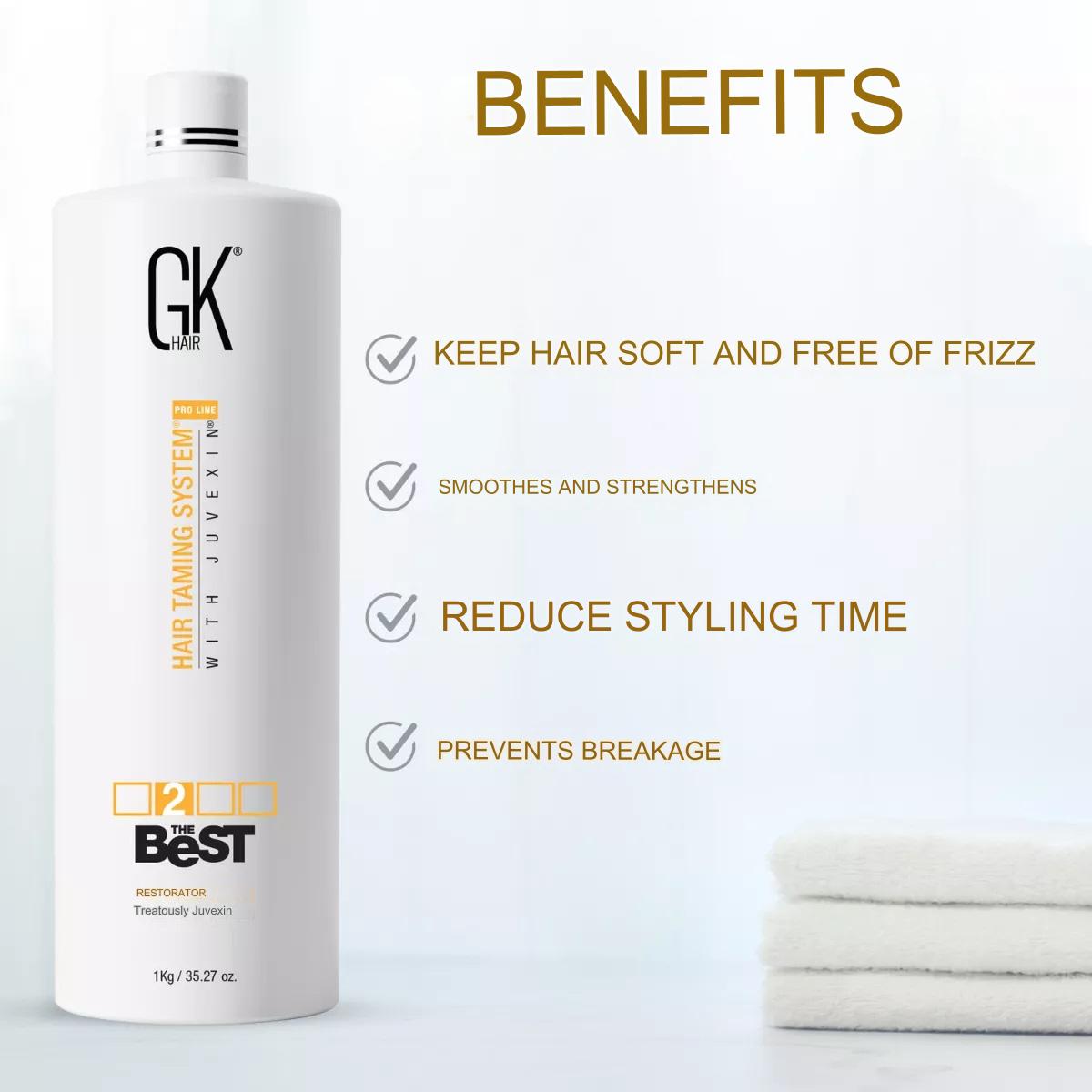 GK Hair The Best Hair Taming System With Juvexin Straightening 1000ml/33.8 fl.oz. - BuyBrazil