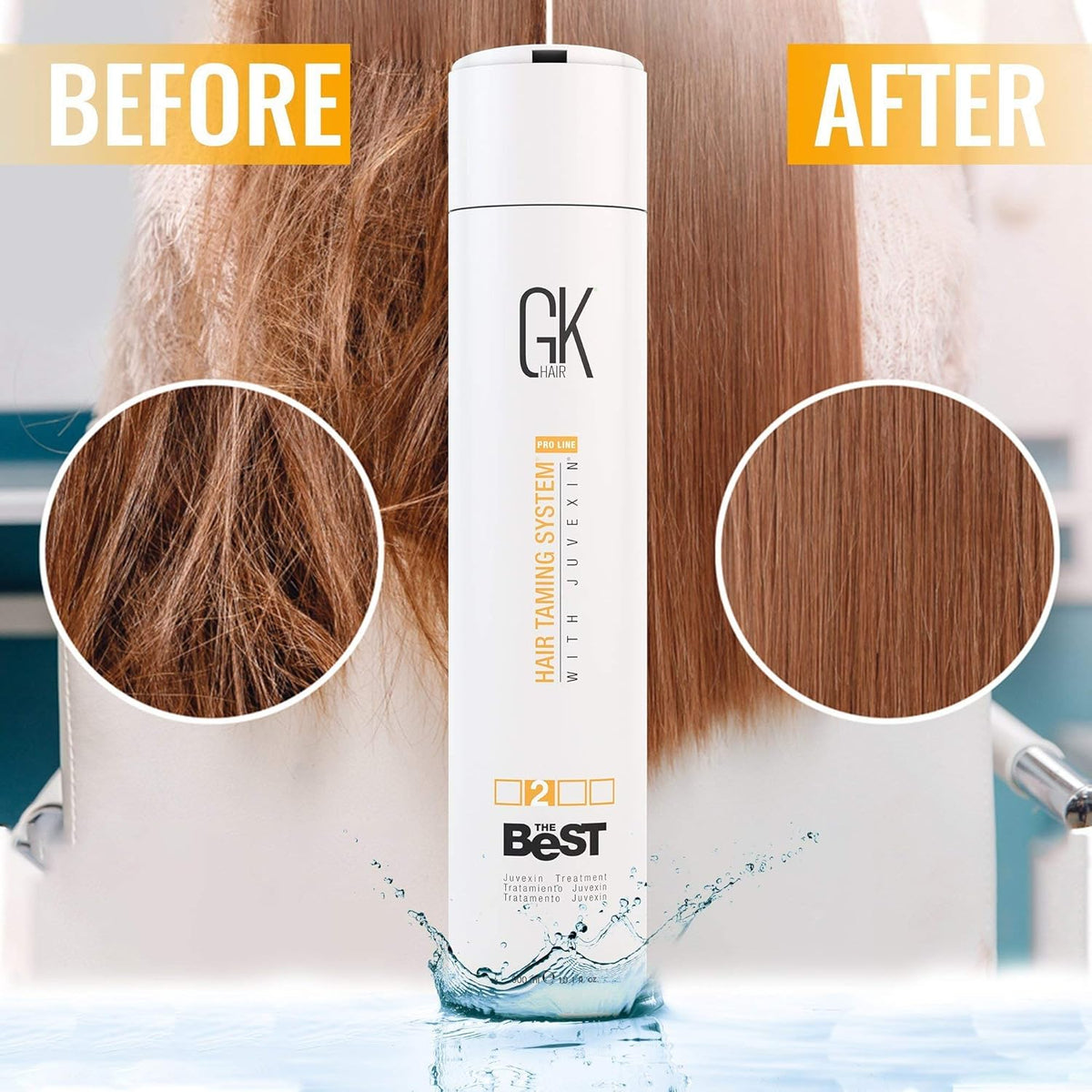 GK Hair The Best Hair Taming System With Juvexin Straightening 300ml/ 10.58 oz. - BuyBrazil