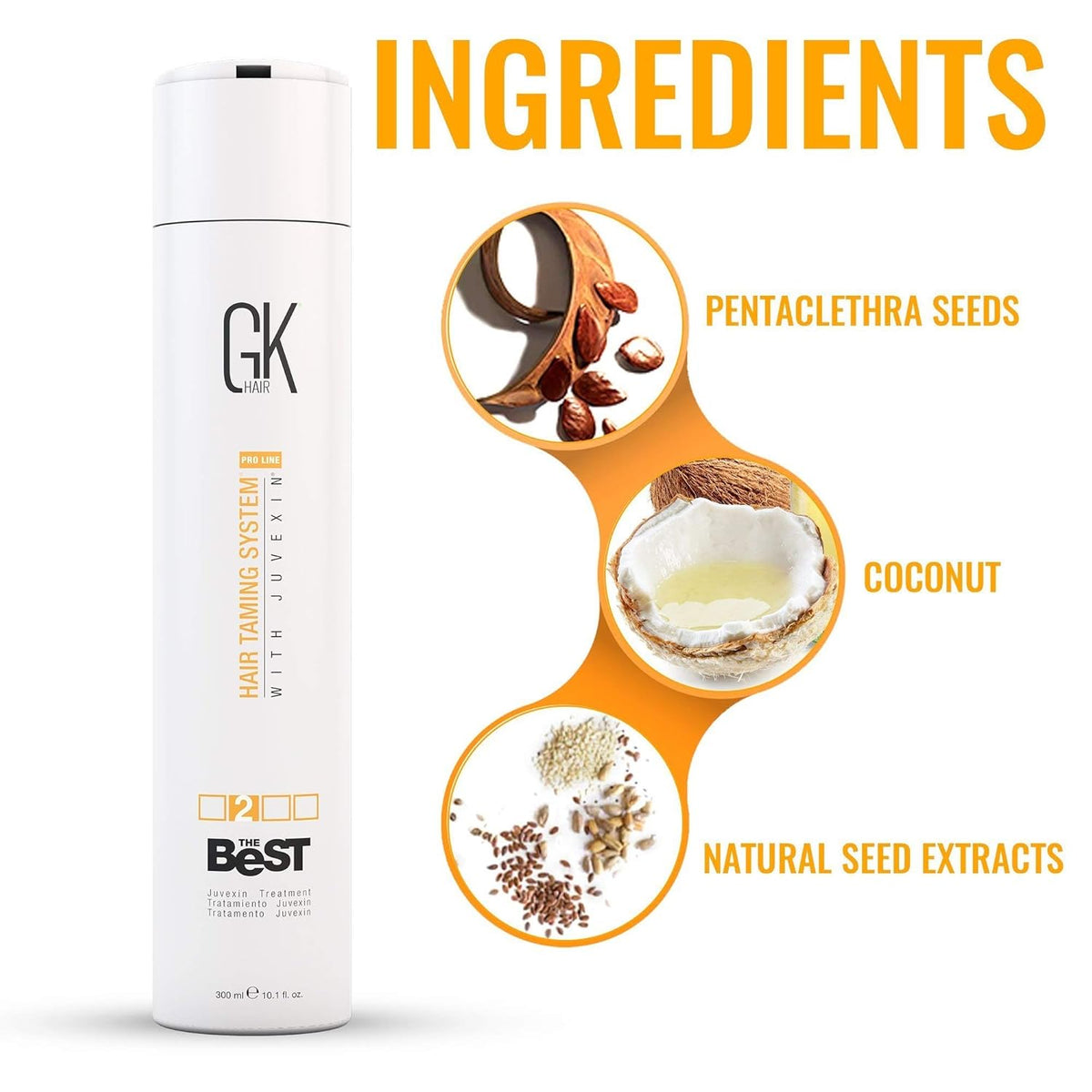 GK Hair The Best Hair Taming System With Juvexin Straightening 300ml/ 10.58 oz. - BuyBrazil