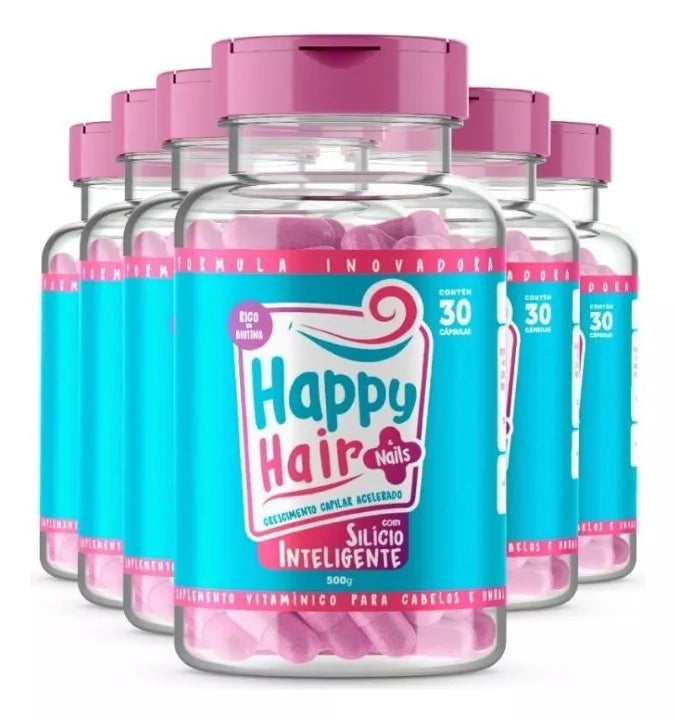 GUMMY HAIR Happy Hair Accelerated Hair Growth 30 cap bottles, hair care supplement with colorful gummy vitamins for healthy hair