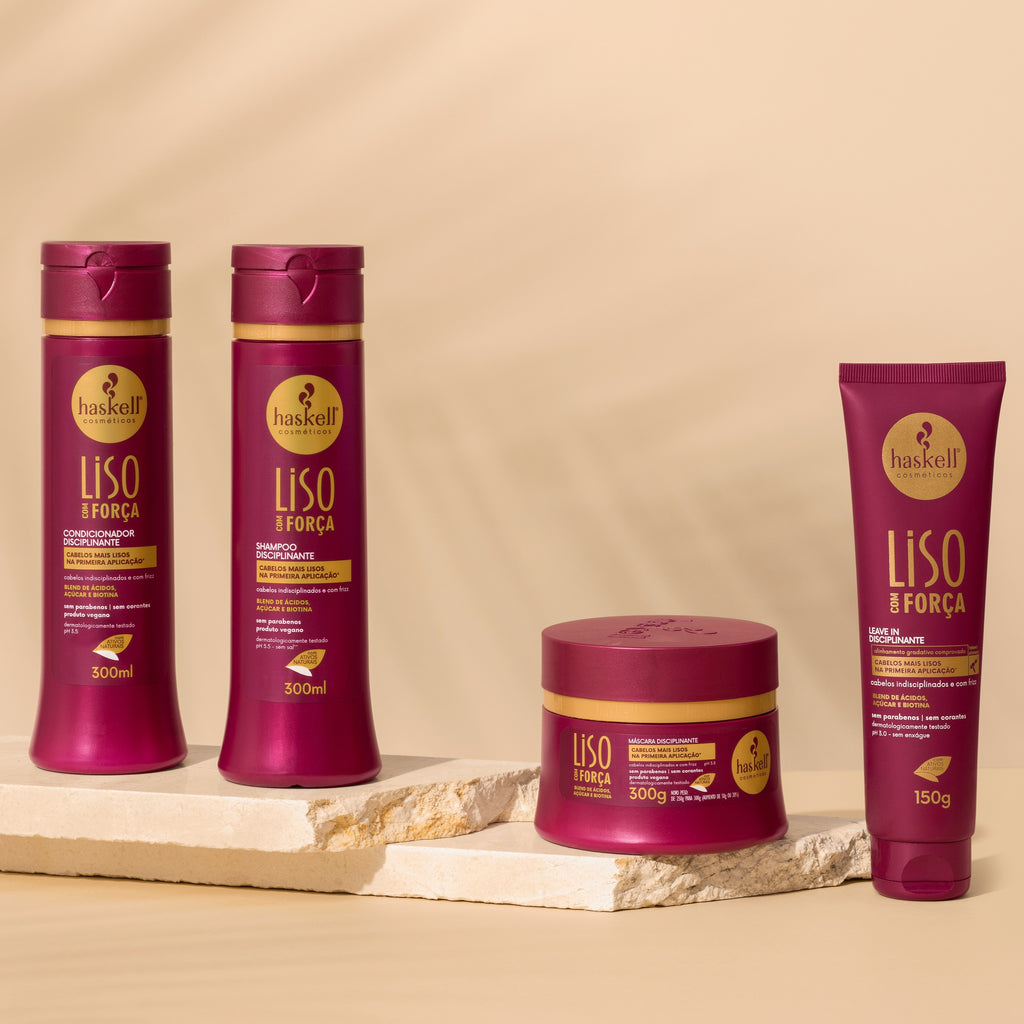 Haskell 'Liso com Força' (Smooth with Strength) Complete Kit – Shampoo, Conditioner & Mask - BuyBrazil