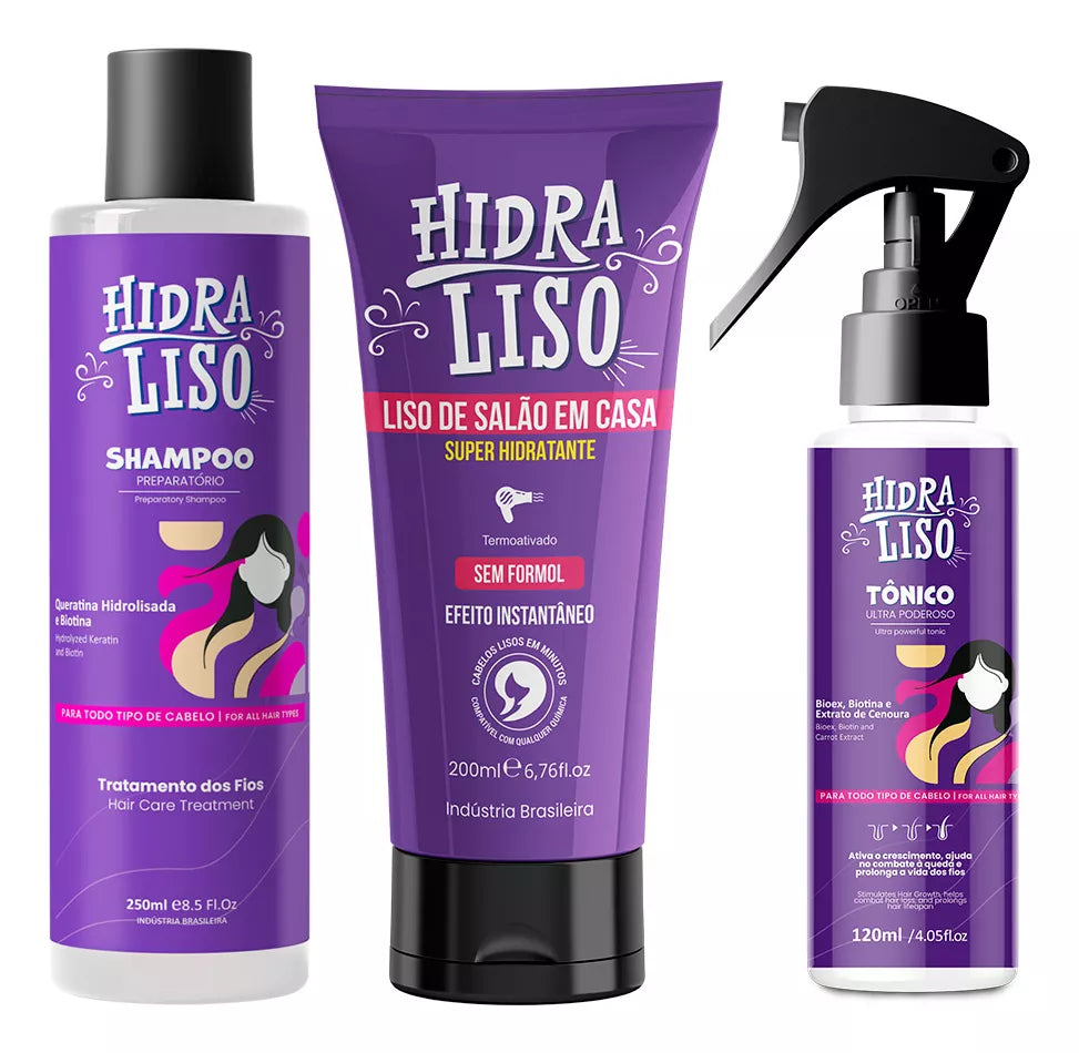 Hidraliso Instant Effect Salon Straight at Home Formaldehyde Free 3 Steps - BuyBrazil