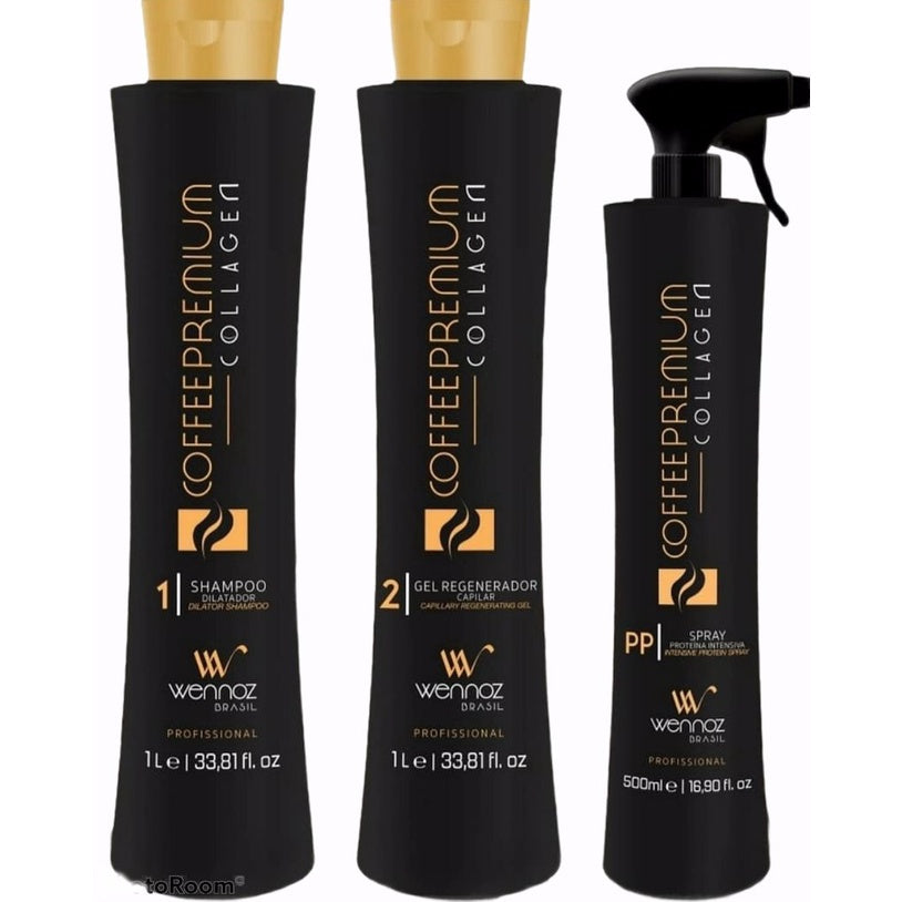 Wennoz Brasil Honma Tokyo Kit Coffee Premium Collagen Progressive Brush Kit 2x1000ml/33.8 fl.oz + 300ml Spray - BuyBrazil