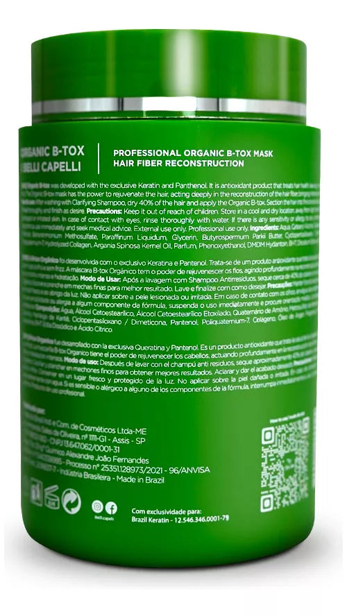 Ibelli Capelli Ravenna B-Tox Organic Masc Anti-Frizz 1Kg/35.2oz. - BuyBrazil