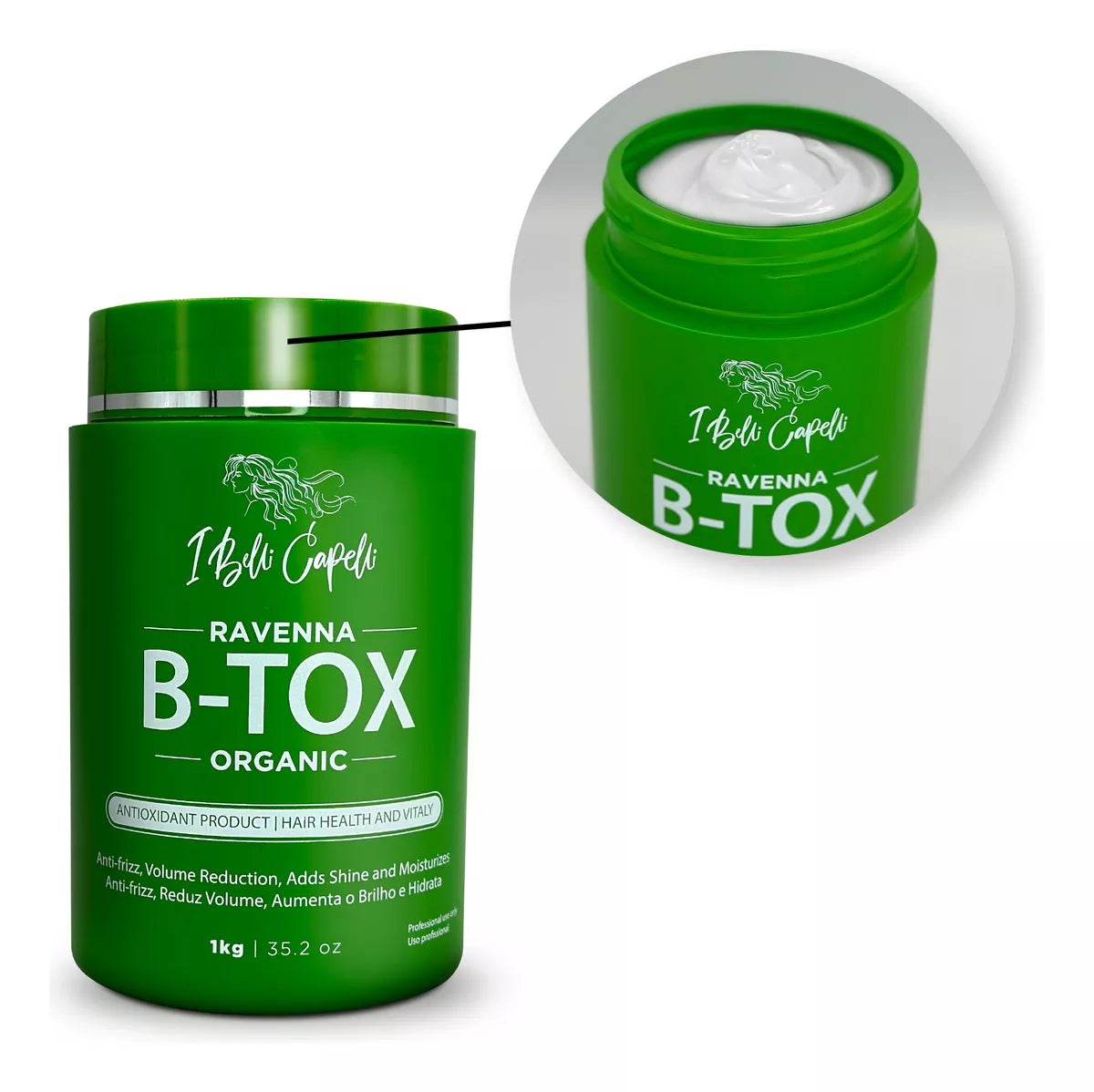 Ibelli Capelli Ravenna B-Tox Organic Masc Anti-Frizz 1Kg/35.2oz. - BuyBrazil