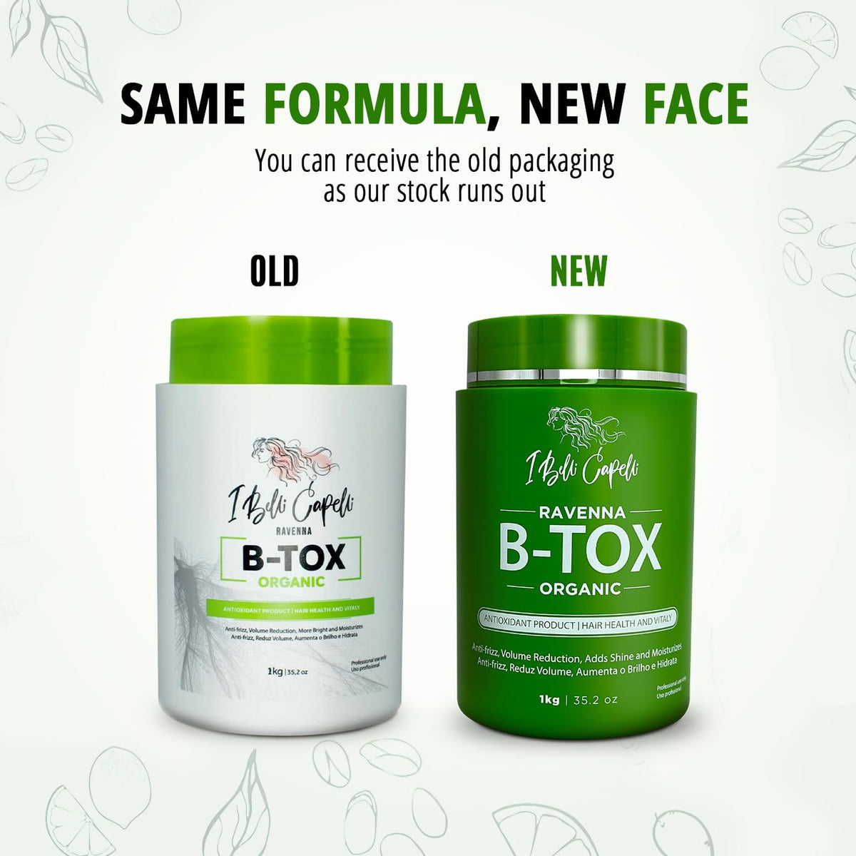 Ibelli Capelli Ravenna B-Tox Organic Masc Anti-Frizz 1Kg/35.2oz. - BuyBrazil