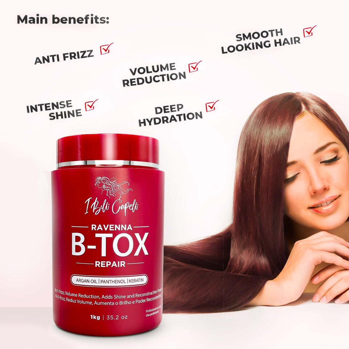 Ibelli Capelli Ravenna B-Tox Repair Masc Anti-Frizz 1Kg/35.2oz. - BuyBrazil