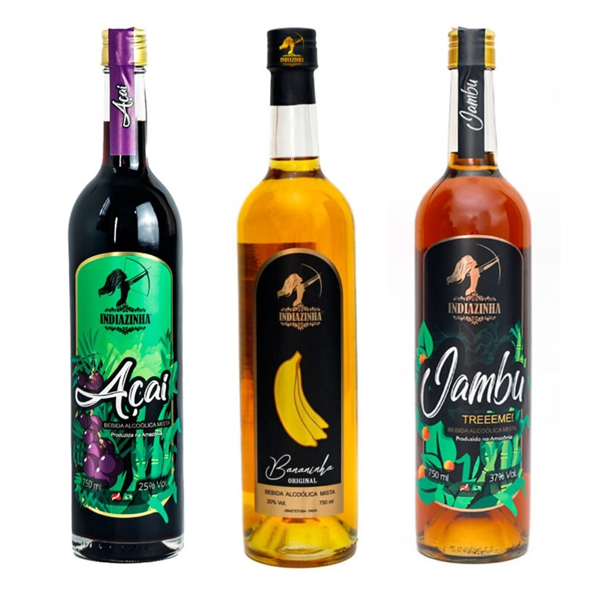 Indiazinha Trio Kit: Unleash the Authentic Flavors of Brazil | Açaí, Banana and Jambu 3x750ml/25.35fl.oz. - BuyBrazil