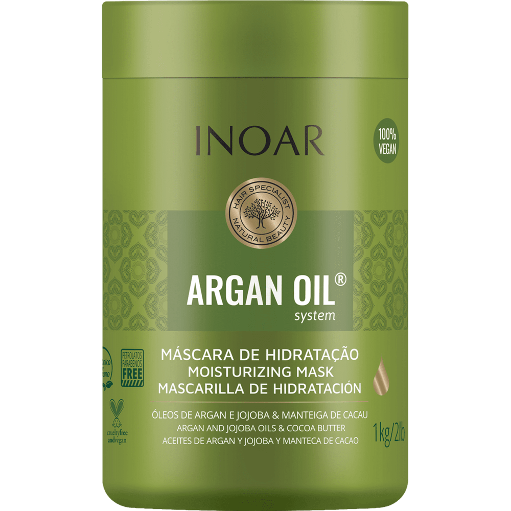 Inoar Argan Oil System Hair Hydration Mask 1Kg/35.27 oz. - BuyBrazil