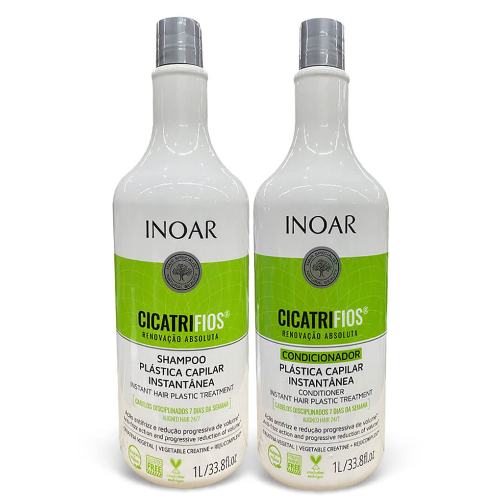 Inoar Cicatrifios Kit Shampoo and Conditioner Hair Plastic 2X1000ml/33.8 fl.oz. - BuyBrazil