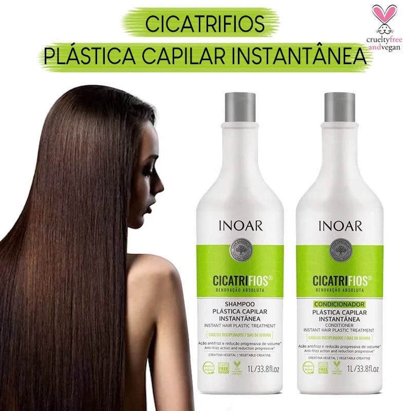 Inoar Cicatrifios Kit Shampoo and Conditioner Hair Plastic 2X1000ml/33.8 fl.oz. - BuyBrazil