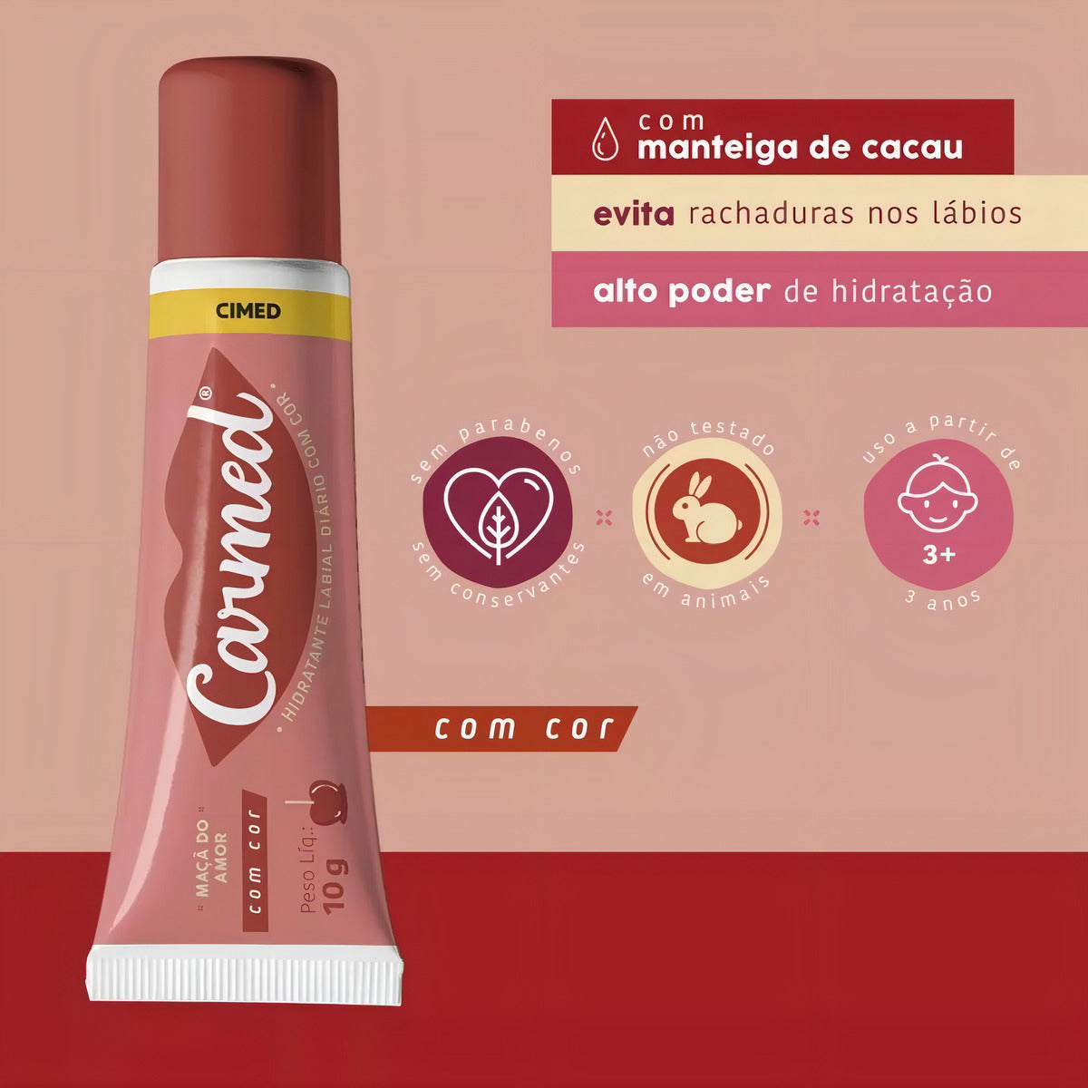Carmed Lip Balm Love Apple with Color 10g - BuyBrazil