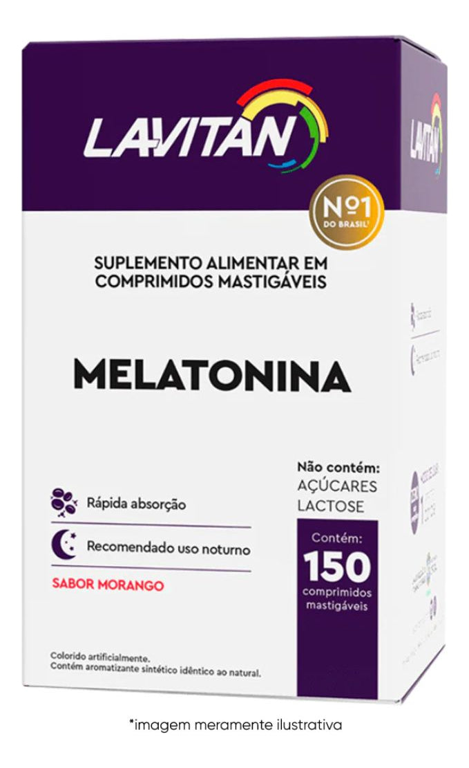 Lavitan Melatonin 150 Chewable Tablets Strawberry - BuyBrazil