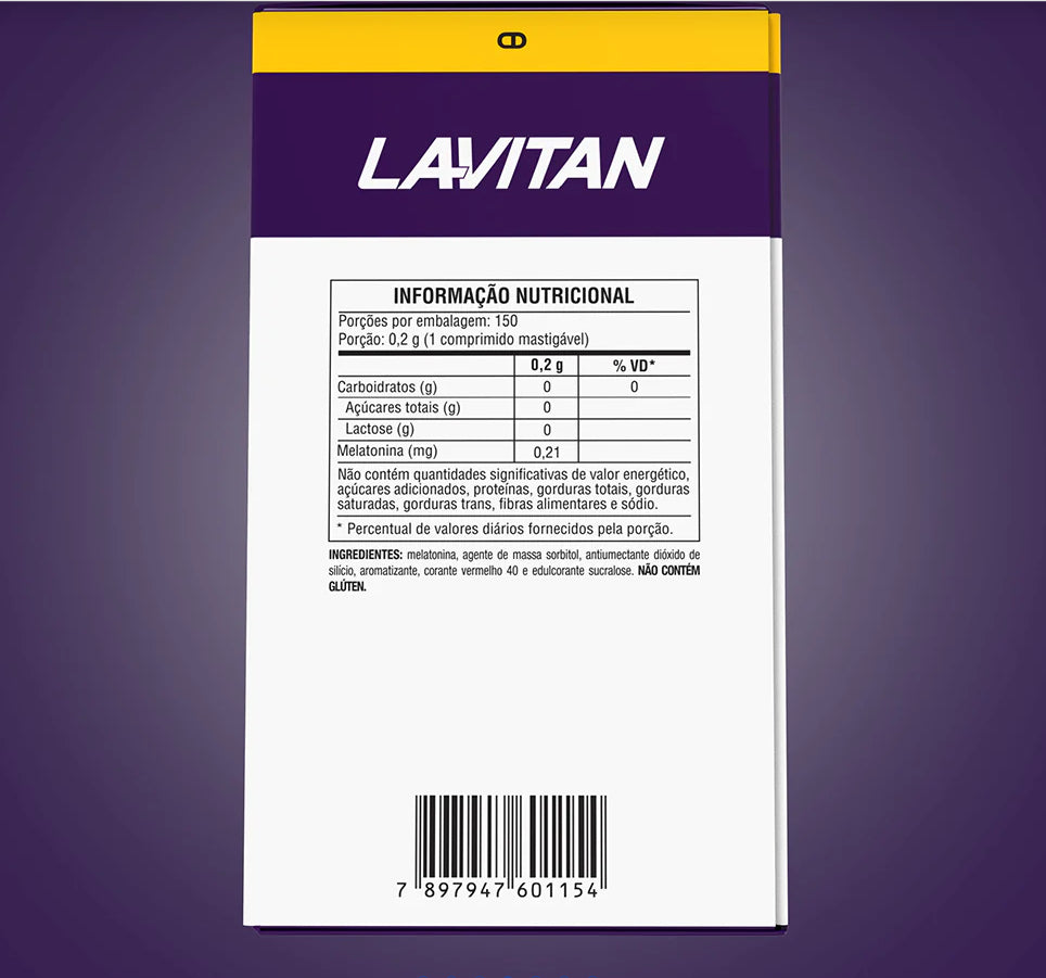 Lavitan Melatonin 150 Chewable Tablets Strawberry - BuyBrazil