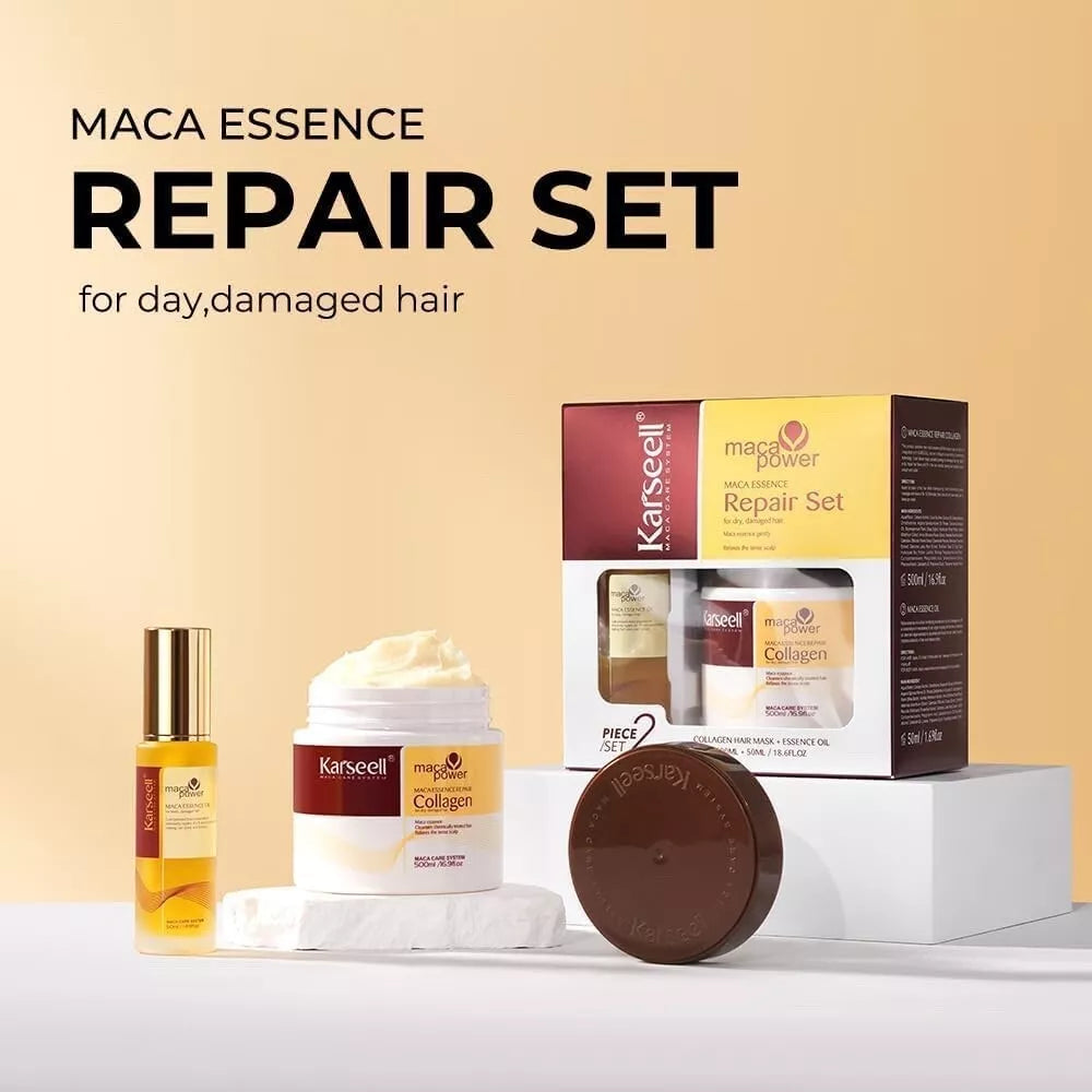 Karseell Collagen Maca Essence Repair Set Collagen Hair Mask 500ml/Maca Oil 50ml - BuyBrazil